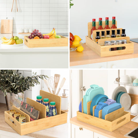 Retro Shaw bamboo lid organizer suitable for plastic lids and containers