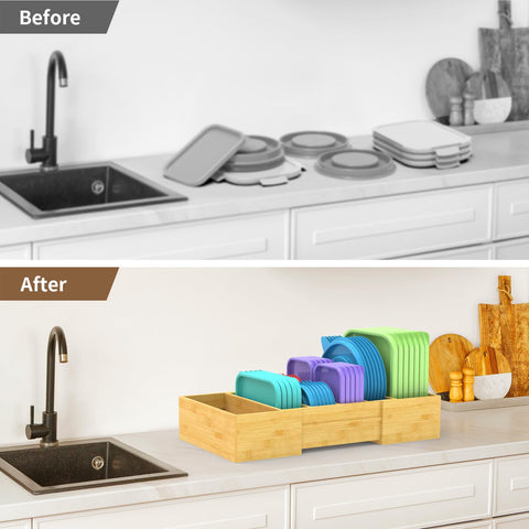 Retro Shaw kitchen storage mastery enabling tidy lids and containers.