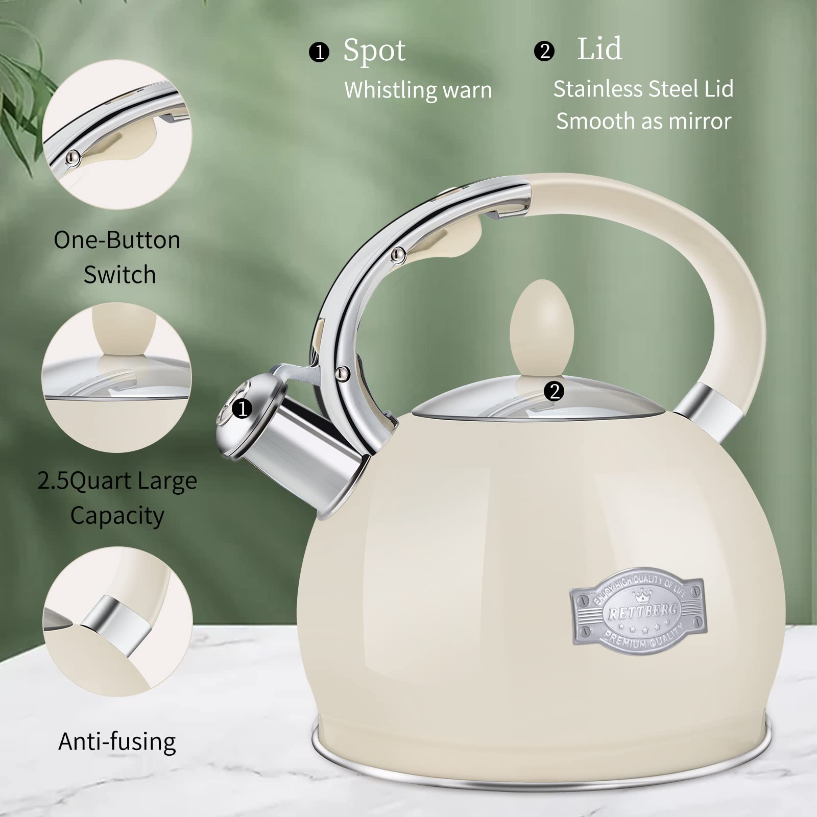 Rettberg cream kettle shows its five-layer base for induction heating.