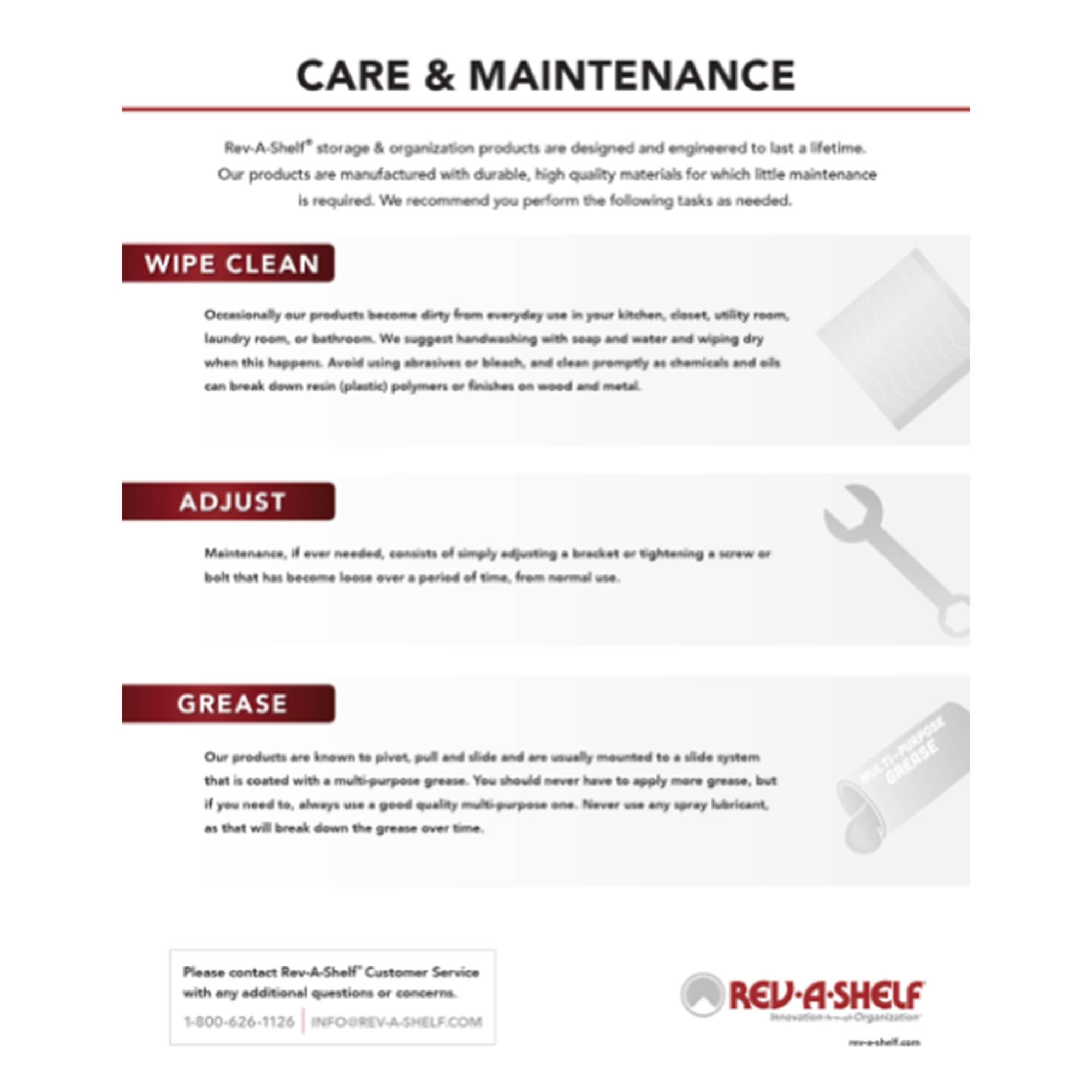 Rev-A-Shelf polymer construction resists moisture for durable kitchen use.