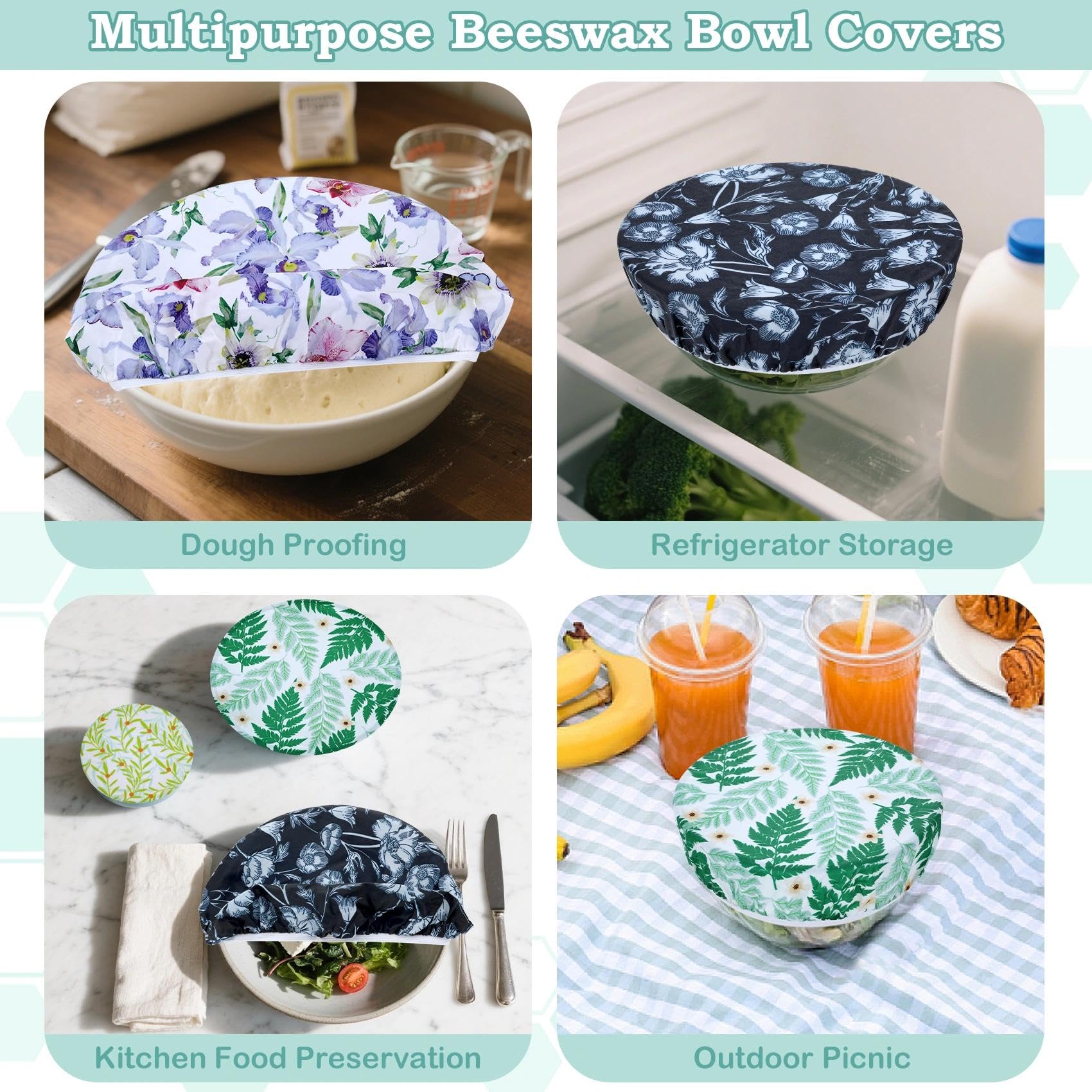 Revahope iris-floral 30cm bowl cover keeps large portions protected