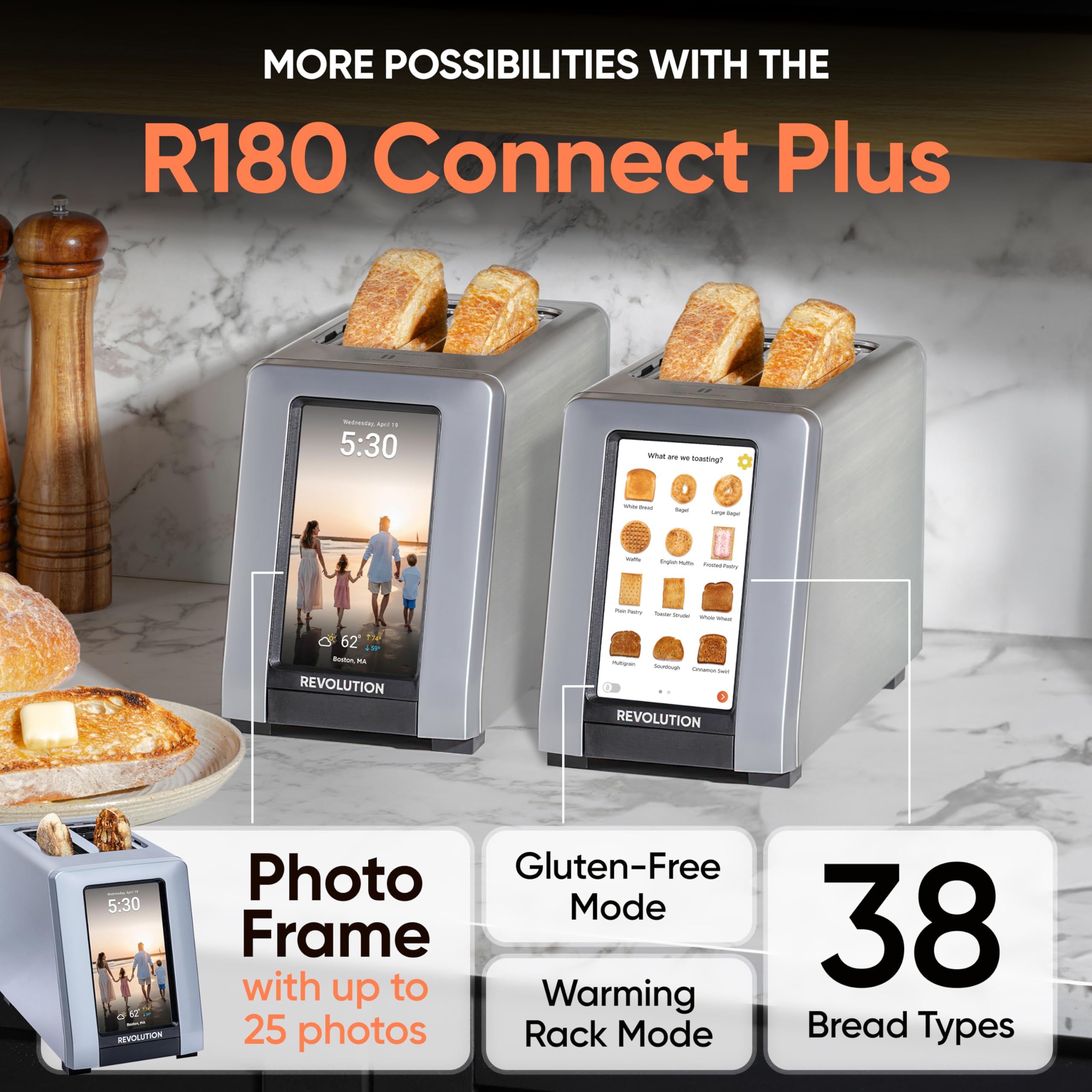 Apple Store R180 Revolution R180 Connect Plus Smart Toaster Bundle with Toastie Press ...