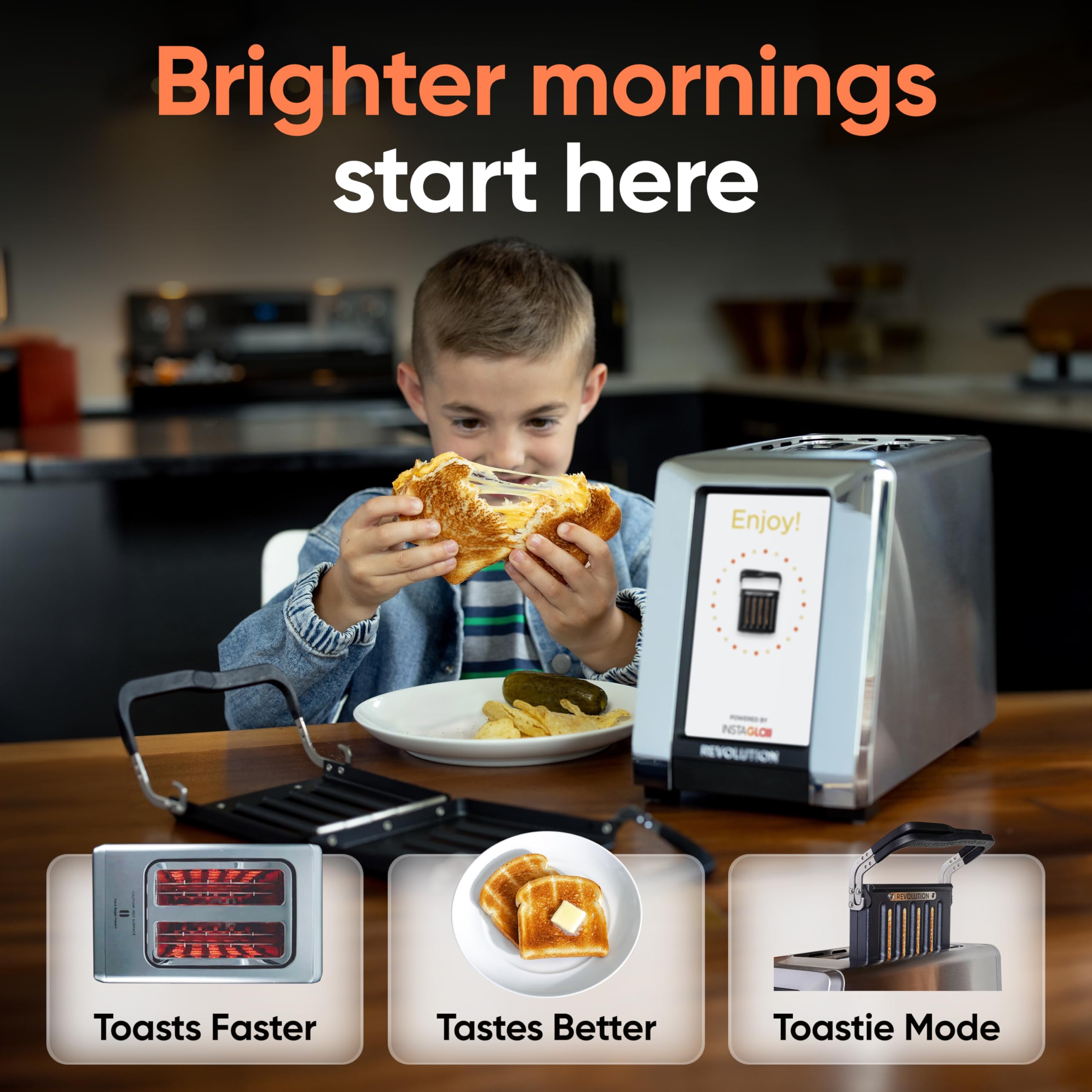 Revolution R180 Connect Plus touchscreen display with quick, intuitive toasting controls.