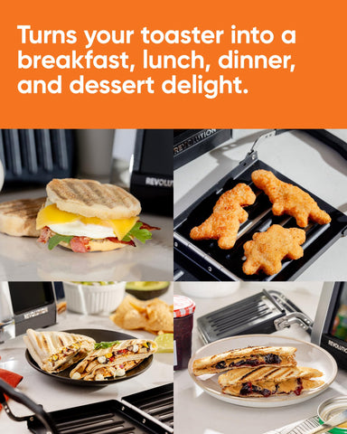 Revolution Toastie Press in a home kitchen showcases quick cheese melts.