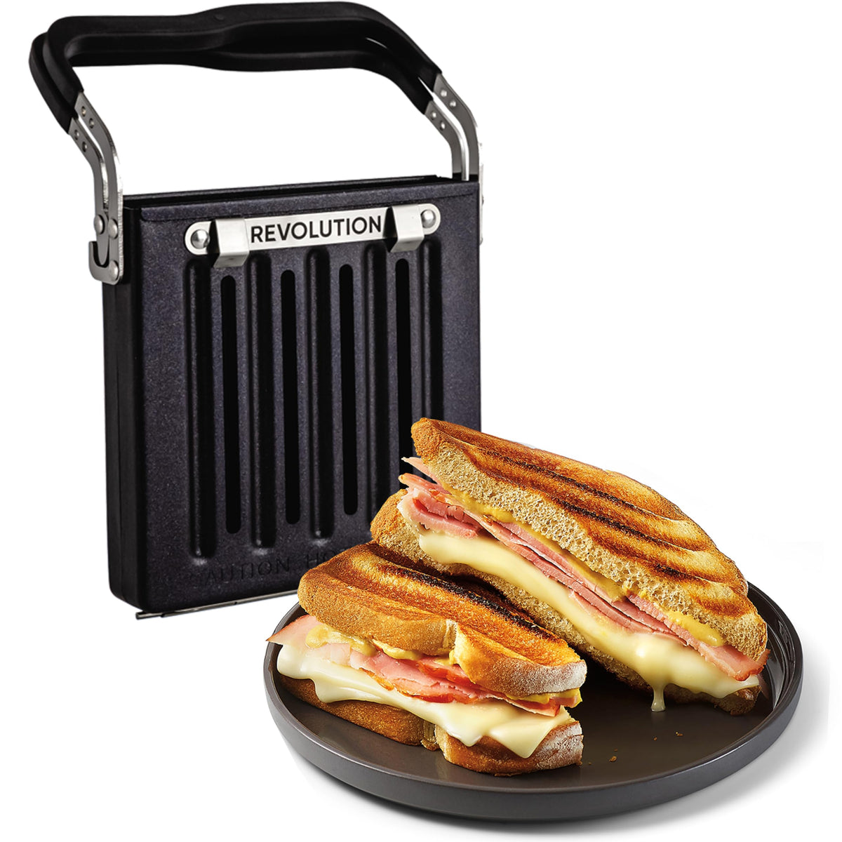 Revolution Toastie Press in toaster insert shows a quick, delicious melt.