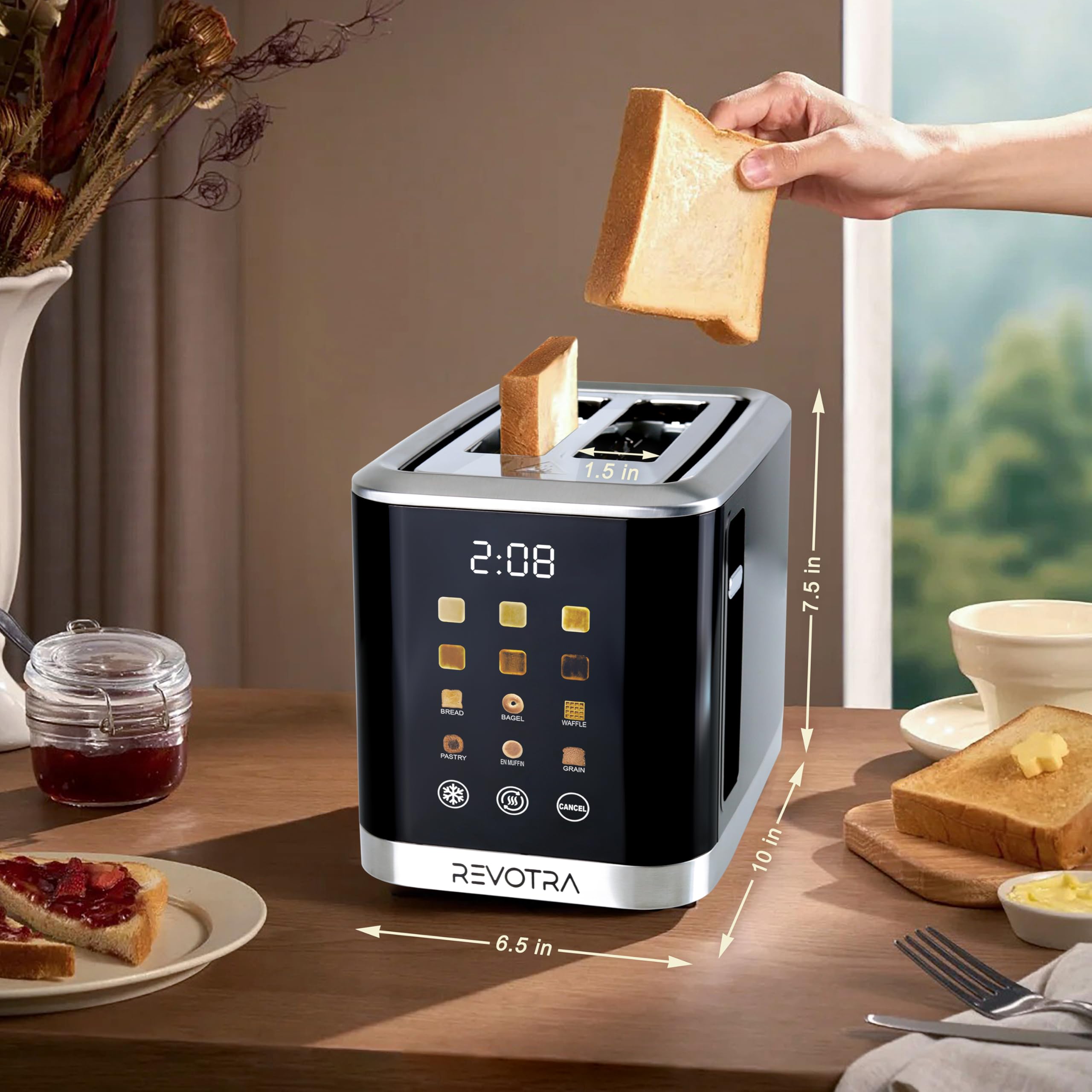 REVOTRA stainless steel interior ensures durable performance and even heating.