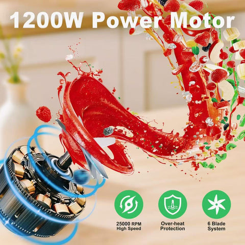 REVOTRA blender close-up showing powerful motor and ventilation