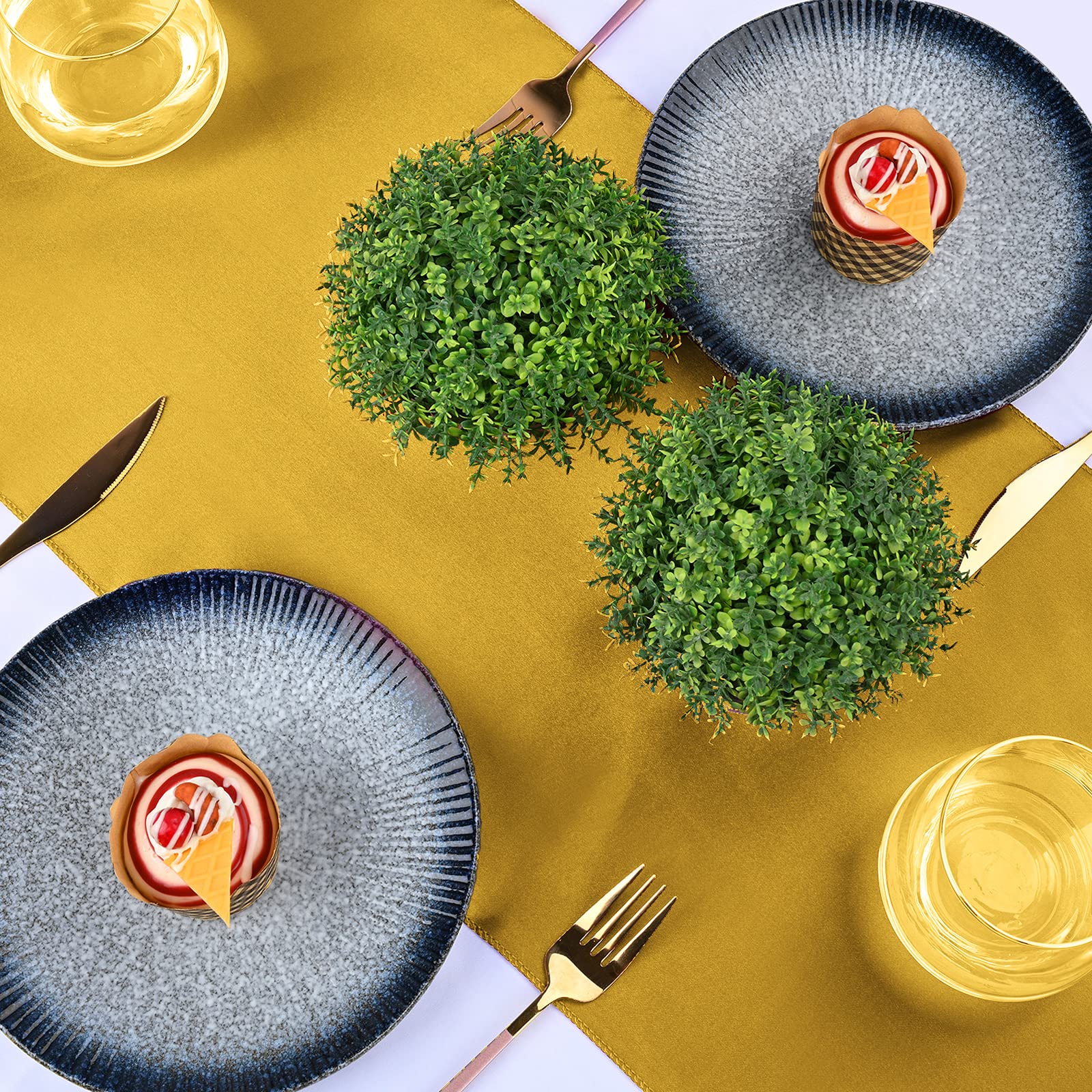 REWOMC table runner elegantly draped on a rectangle table.