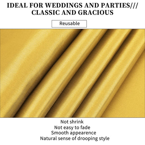 REWOMC gold satin runner on round table setup for festive mood.