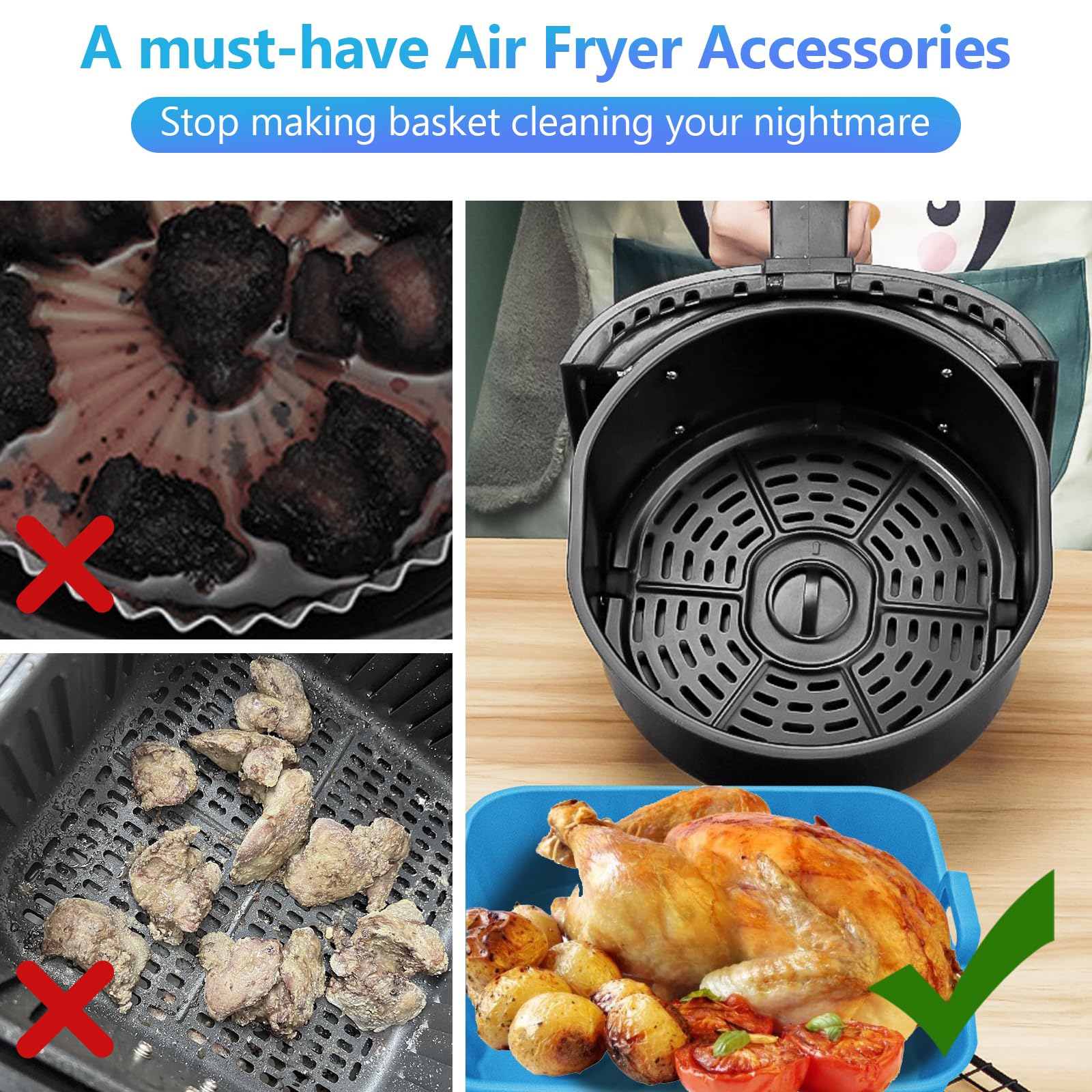 REY&SHAW square liner with bottom groove boosts air flow and even cooking