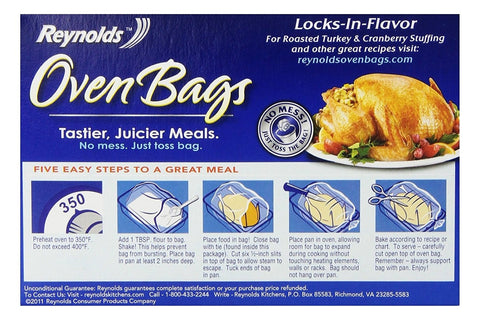 Reynolds Nylon 510 oven bag packaging showing four boxes for multiple meals