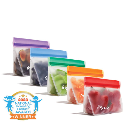 (re)zip 5-pack jewel tones offers organized, colorful snack storage.