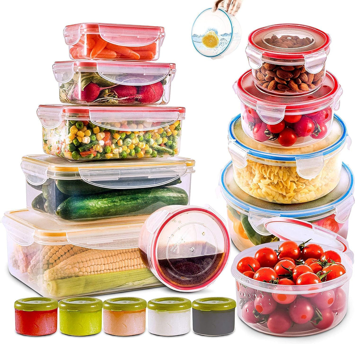 RFAQK 28-pcs set with airtight lids for meal prep and freshness.