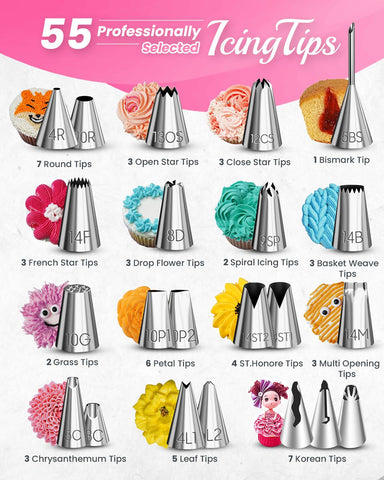 Rfakk icing tips collection with 48 tips for detailed piping
