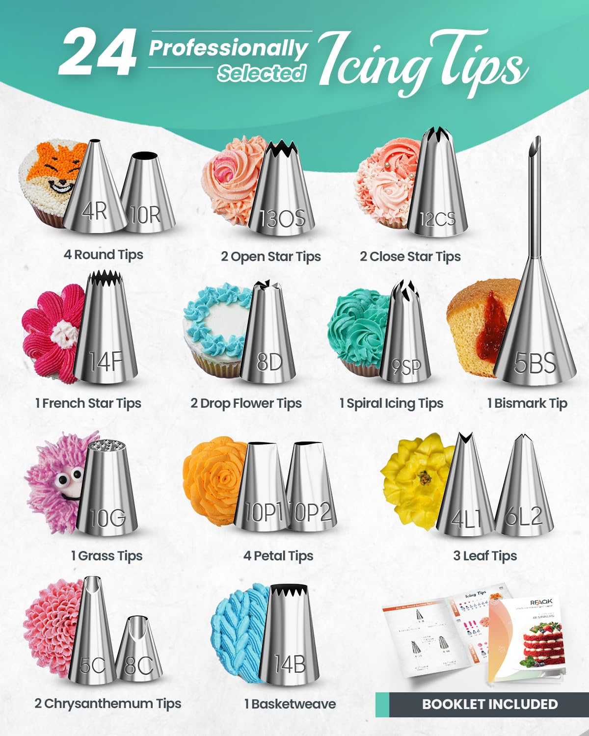 RFAQK piping bags offer disposable and reusable options for mess-free decorating.