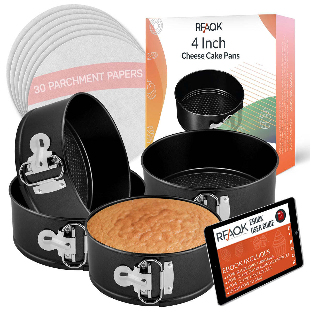 RFAQK mini cake pans assembled for compact baking versatility
