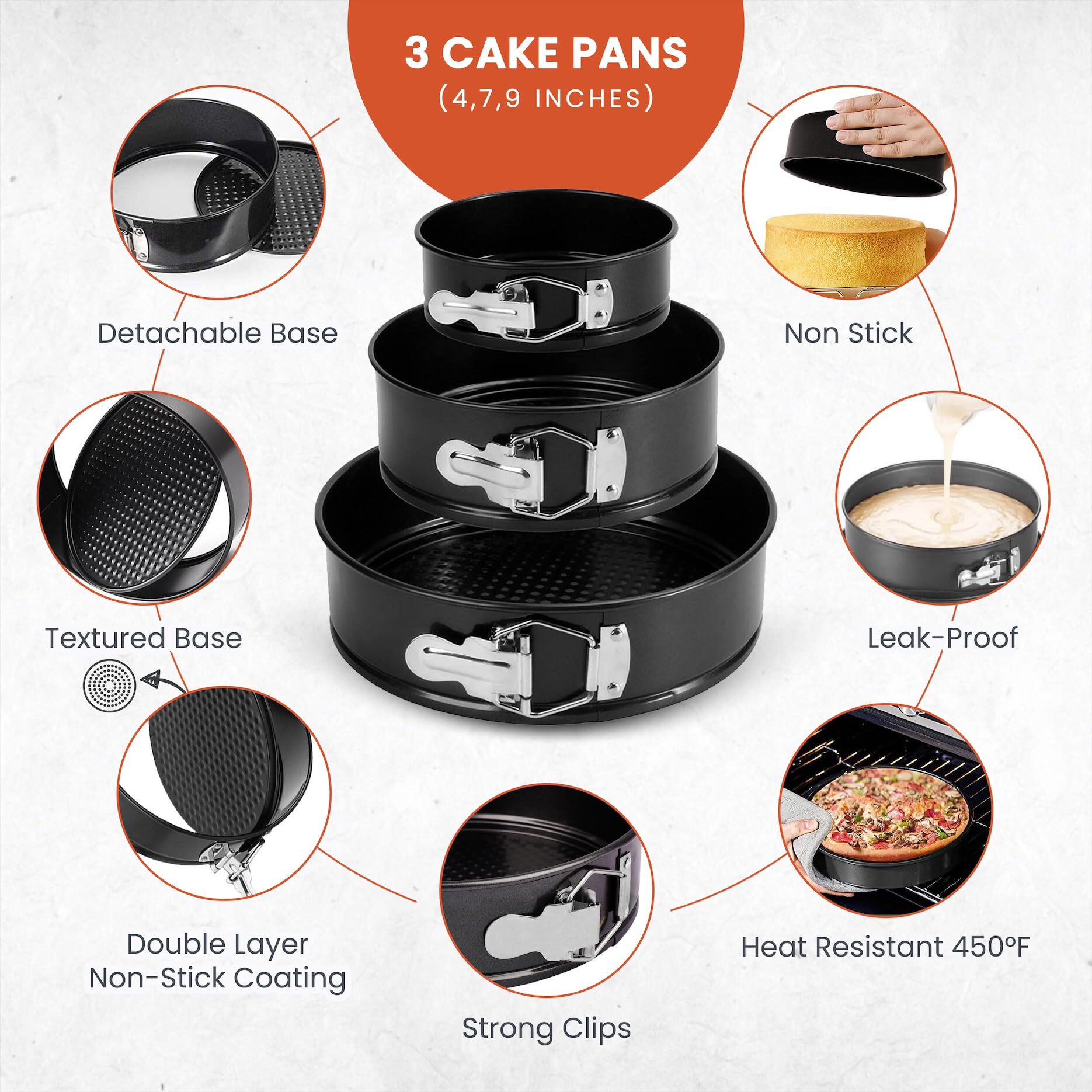 RFAQK 9in springform pan perfect for large cheesecakes and pizzas.
