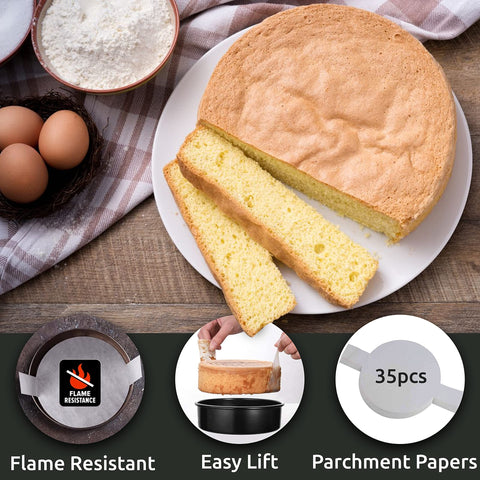 RFAQK cake board and parchment liners protect surfaces and simplify serving