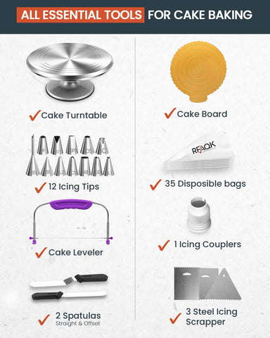 RFAQK cake cutter for clean slices and precise decorating foundations.