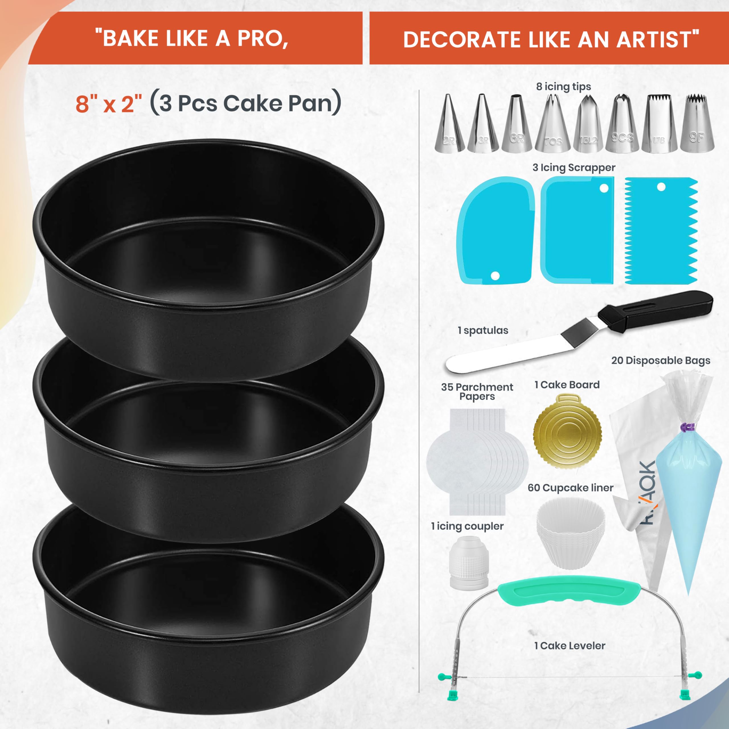 RFAQK cake leveler tool helps achieve even, professional-looking layers