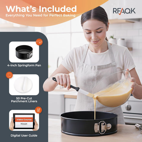 RFAQK mini cake pans with parchment liners for easy release