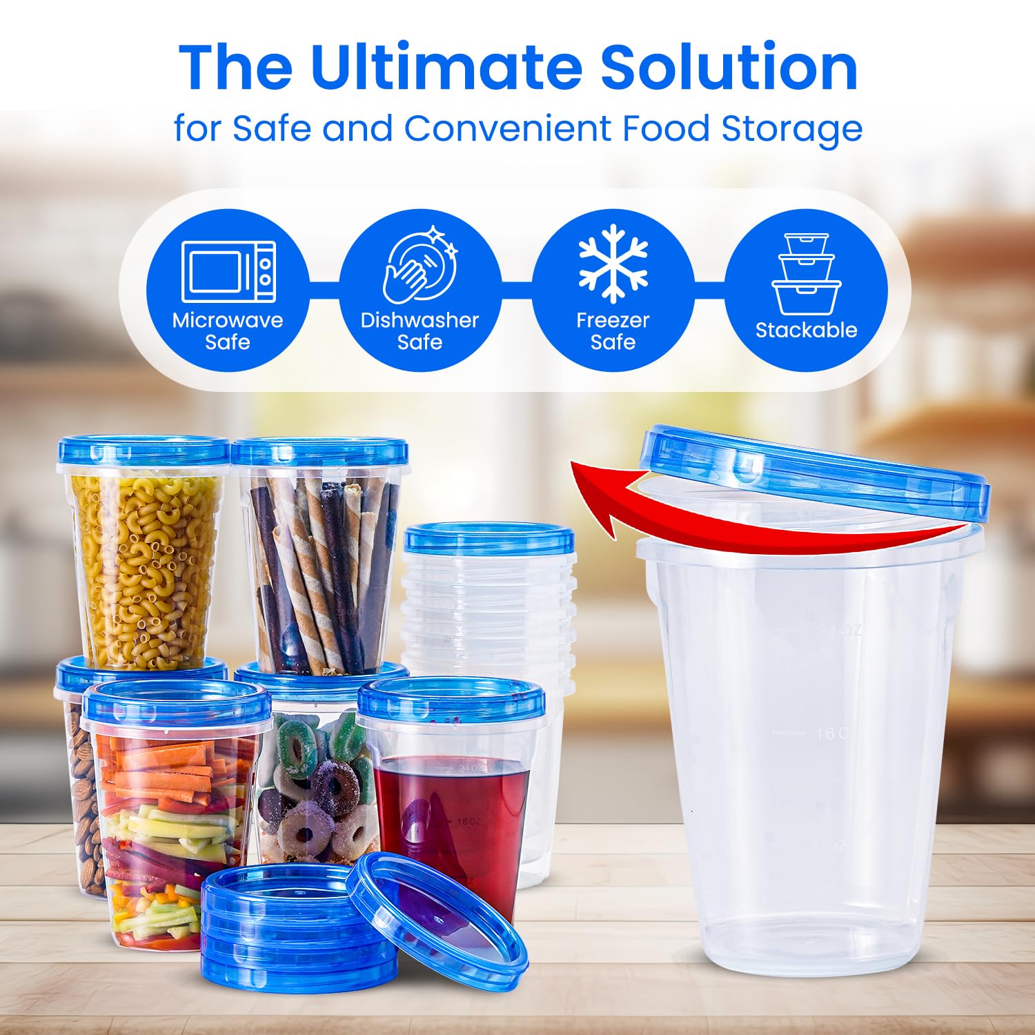 RFAQK stackable, transparent containers maximize fridge and freezer organization.