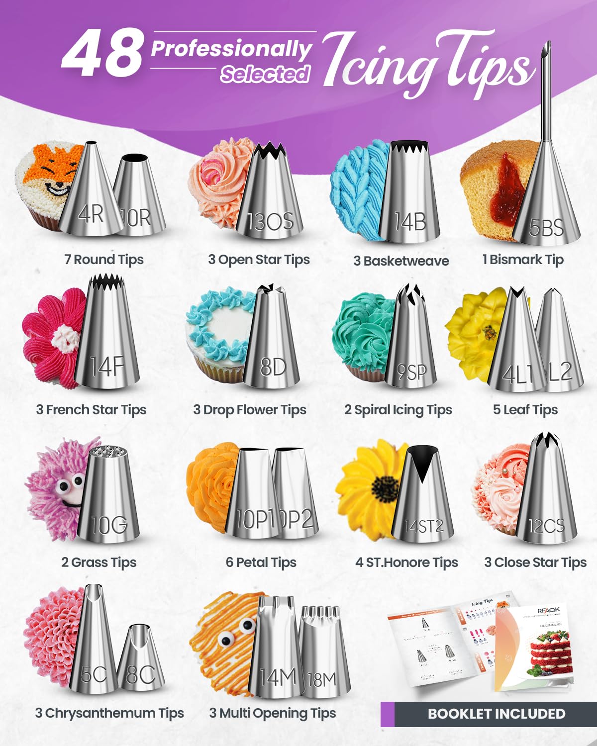 RFAQK stainless steel tips variety enables elegant effects like leaves and petals.