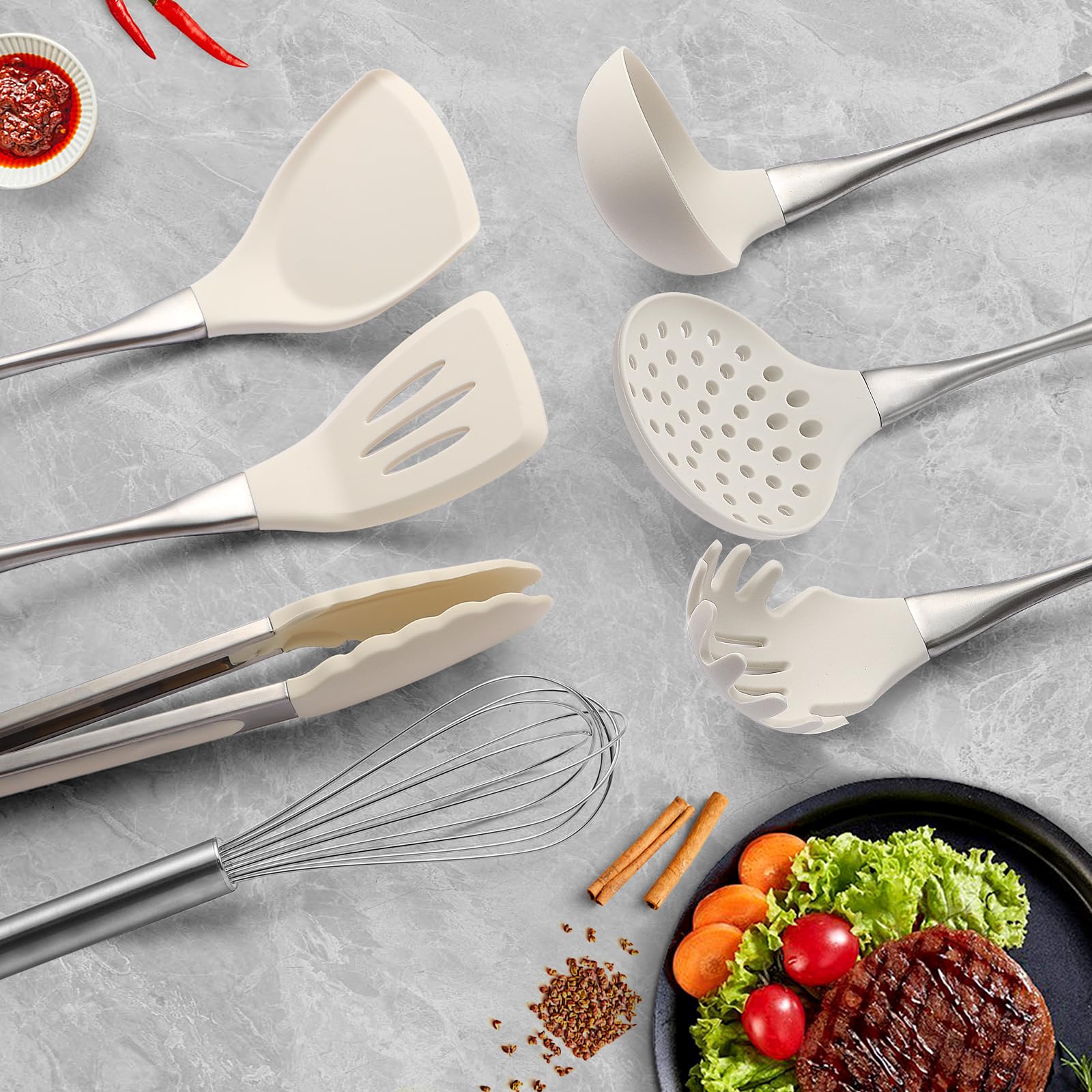 RFSCDI spaghetti spoon for easy stirring and portioning in silicone cookware