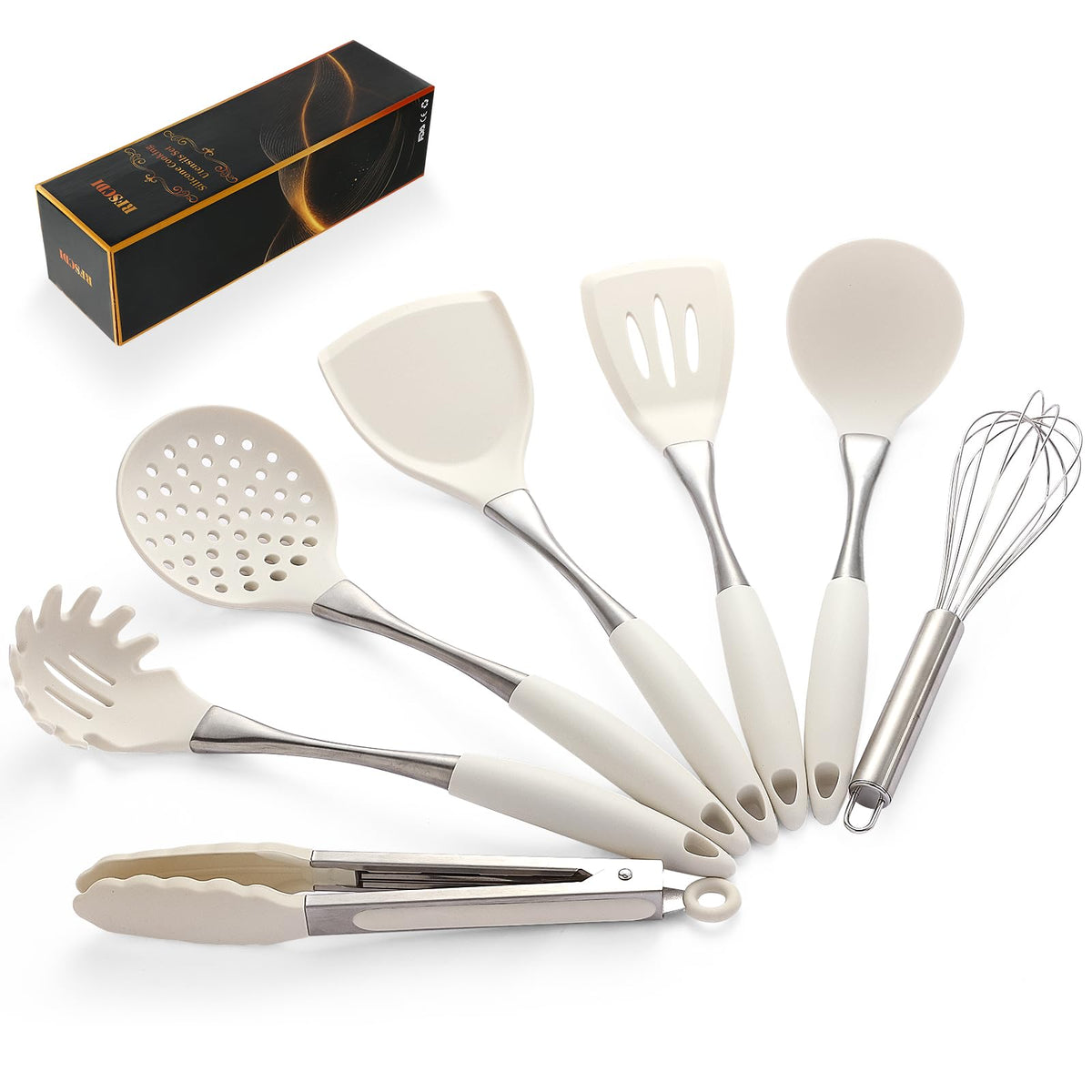 RFSCDI premium white silicone spatula for nonstick cookware and easy flipping