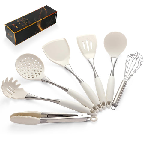 RFSCDI premium white silicone spatula for nonstick cookware and easy flipping
