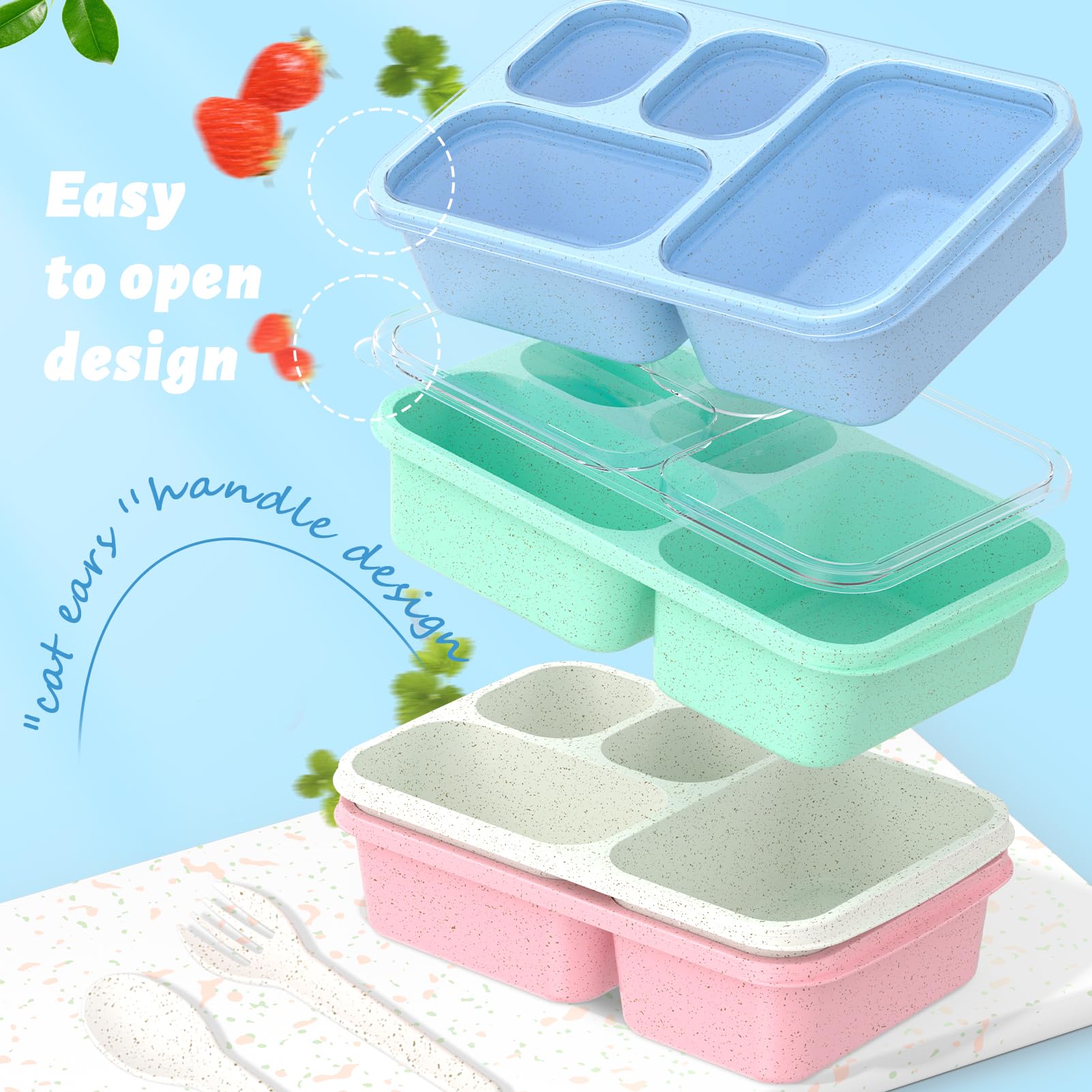 RGNEIN 44-ounce capacity fits hearty meals, snacks, and fruit.