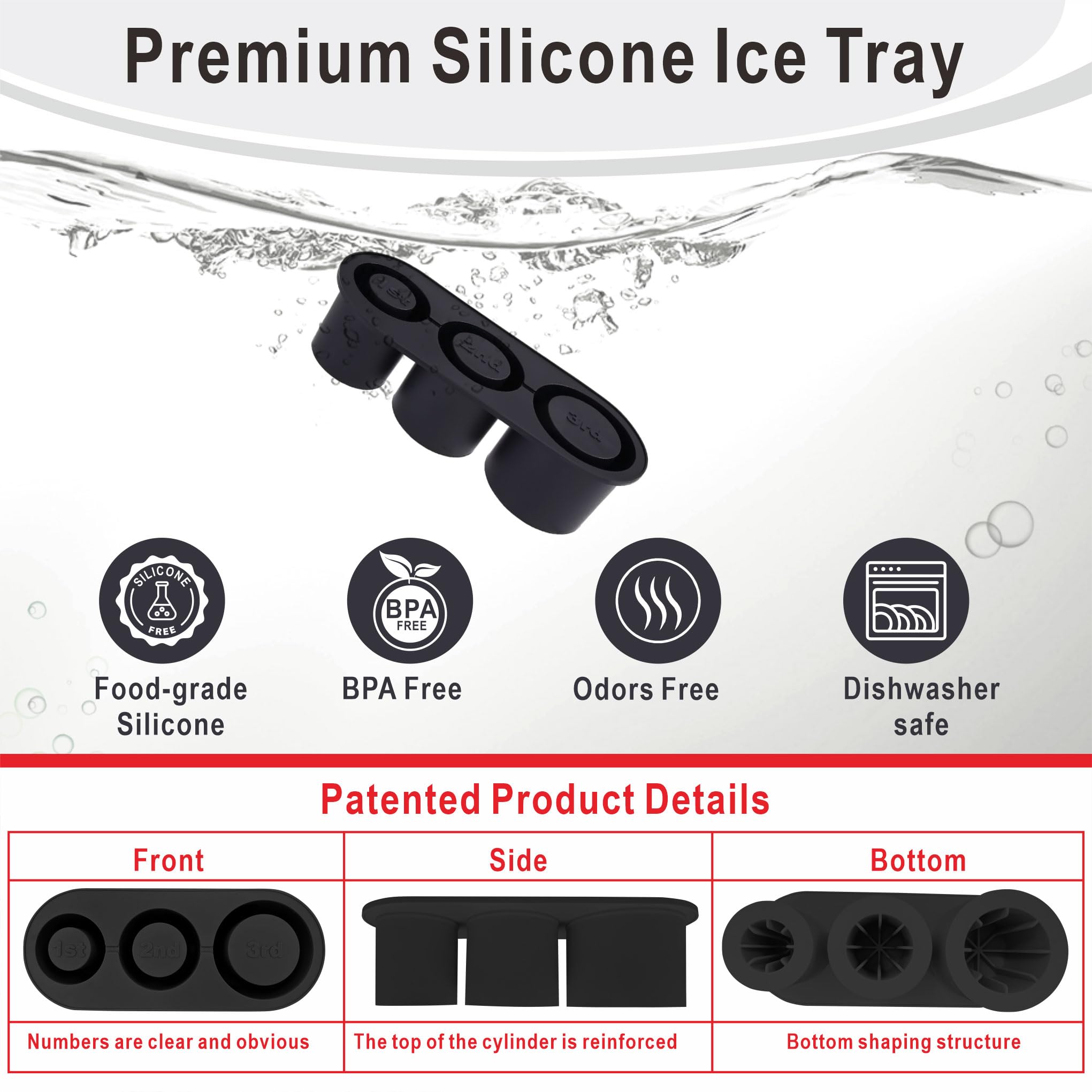 Rhewatin bin and lid keep water contained and odor-free in the freezer.