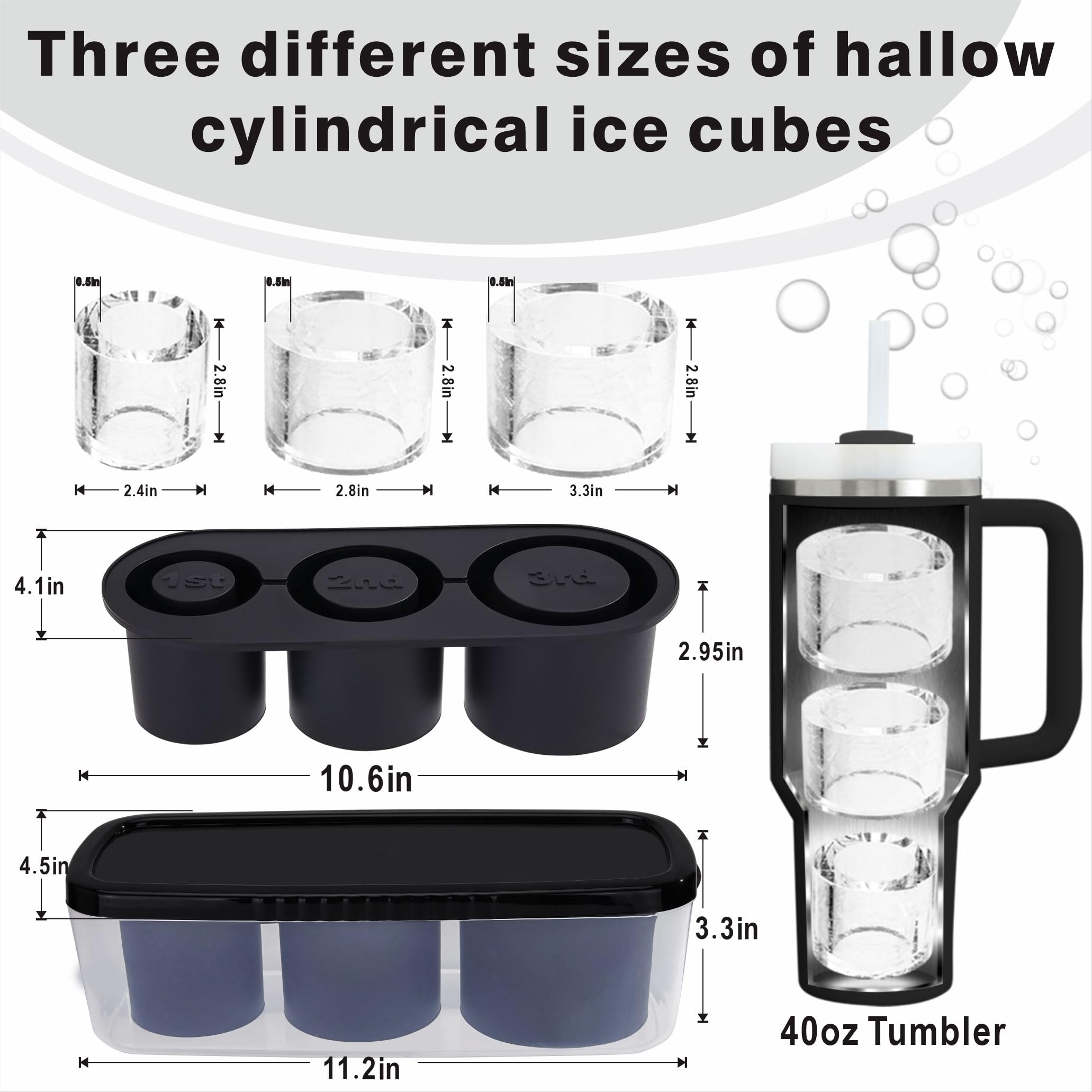 Rhewatin hollow cylinder ice cubes reduce dilution and keep drinks crisper longer.