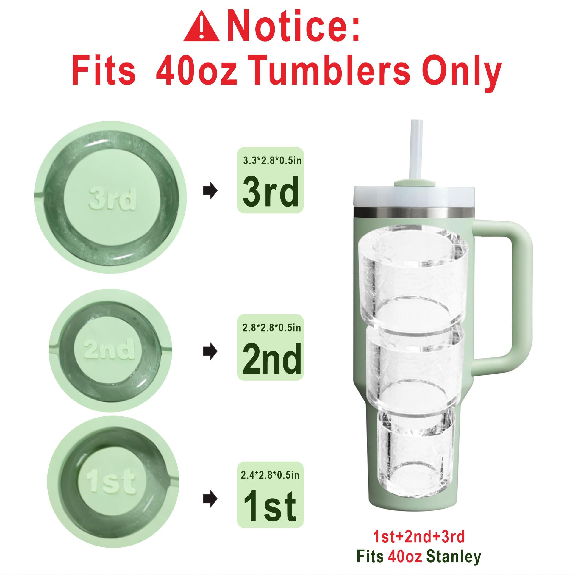 Rhewatin tray fits Stanley and Yeti 40oz tumblers for spill-free use.