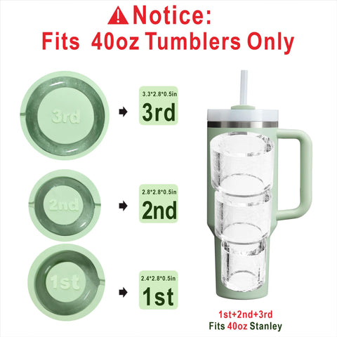 Rhewatin tray fits Stanley and Yeti 40oz tumblers for spill-free use.