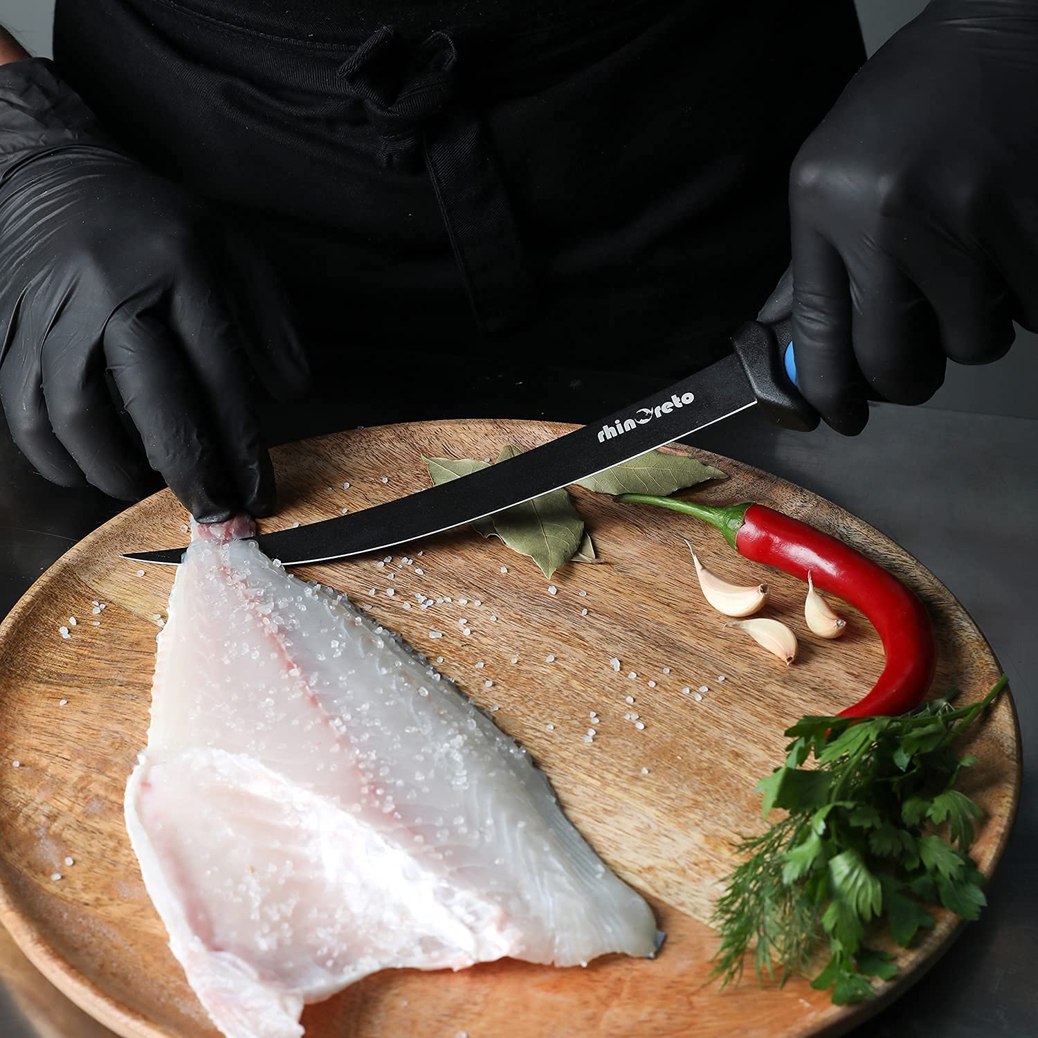 Rhinoreto Fillet Knife double-sided ceramic sharpener for edge maintenance.