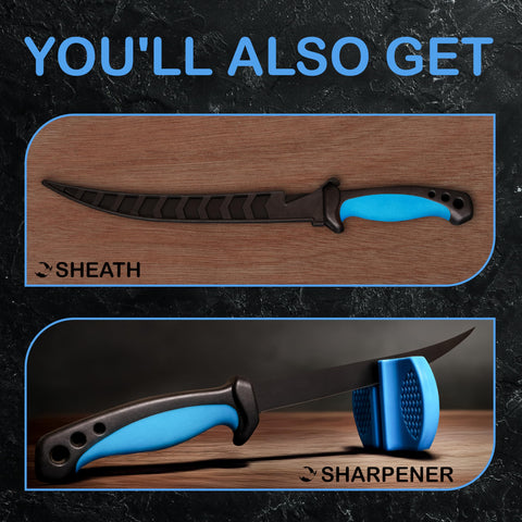 Rhinoreto fillet knife ergonomic handle for secure grip.