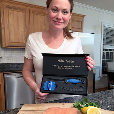 Rhinoreto Fillet Knife gift-ready black box ideal for a thoughtful present.