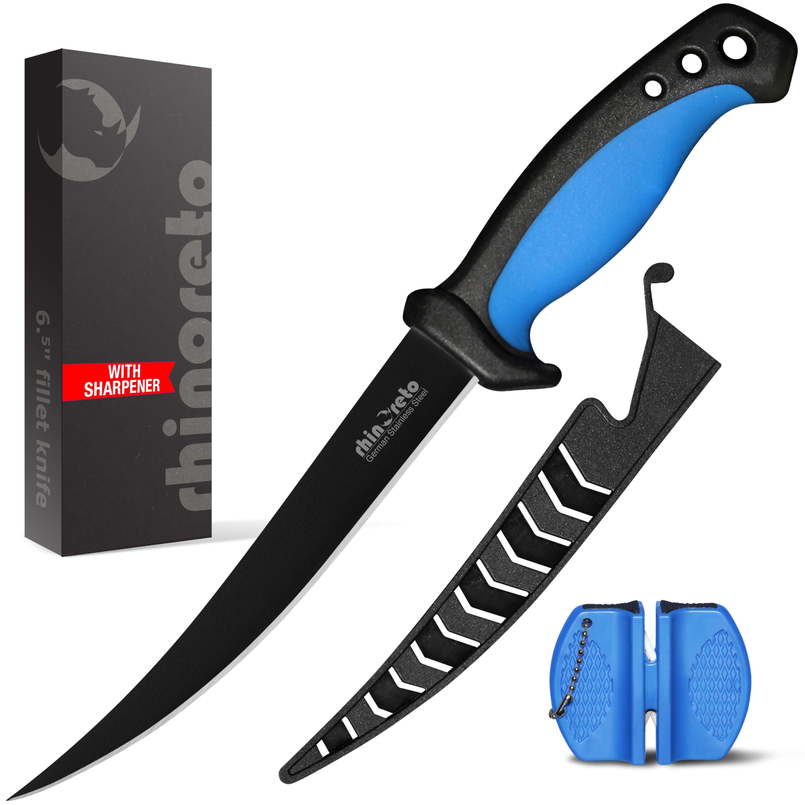 Rhinoreto Fillet Knife with razor-sharp 5-9 inch blade for precise filleting.