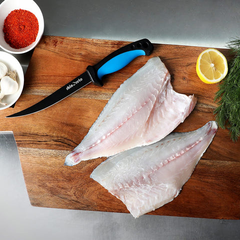 Rhinoreto fillet knife rust-resistant stainless steel for longevity.