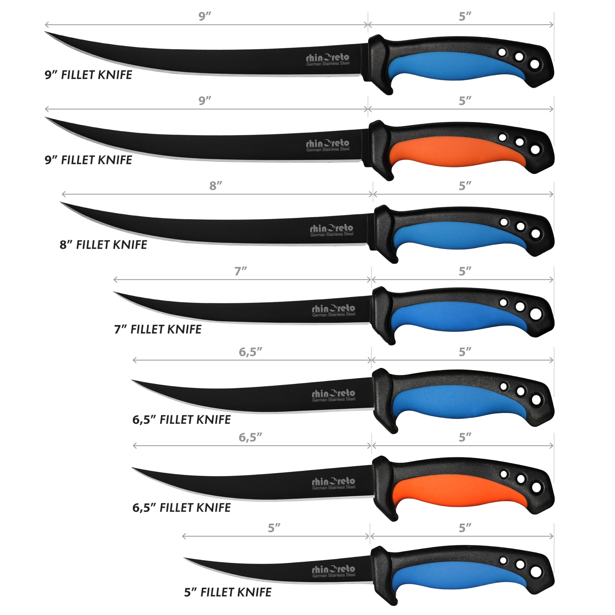 Rhinoreto fillet knife suitable for saltwater and freshwater fish.