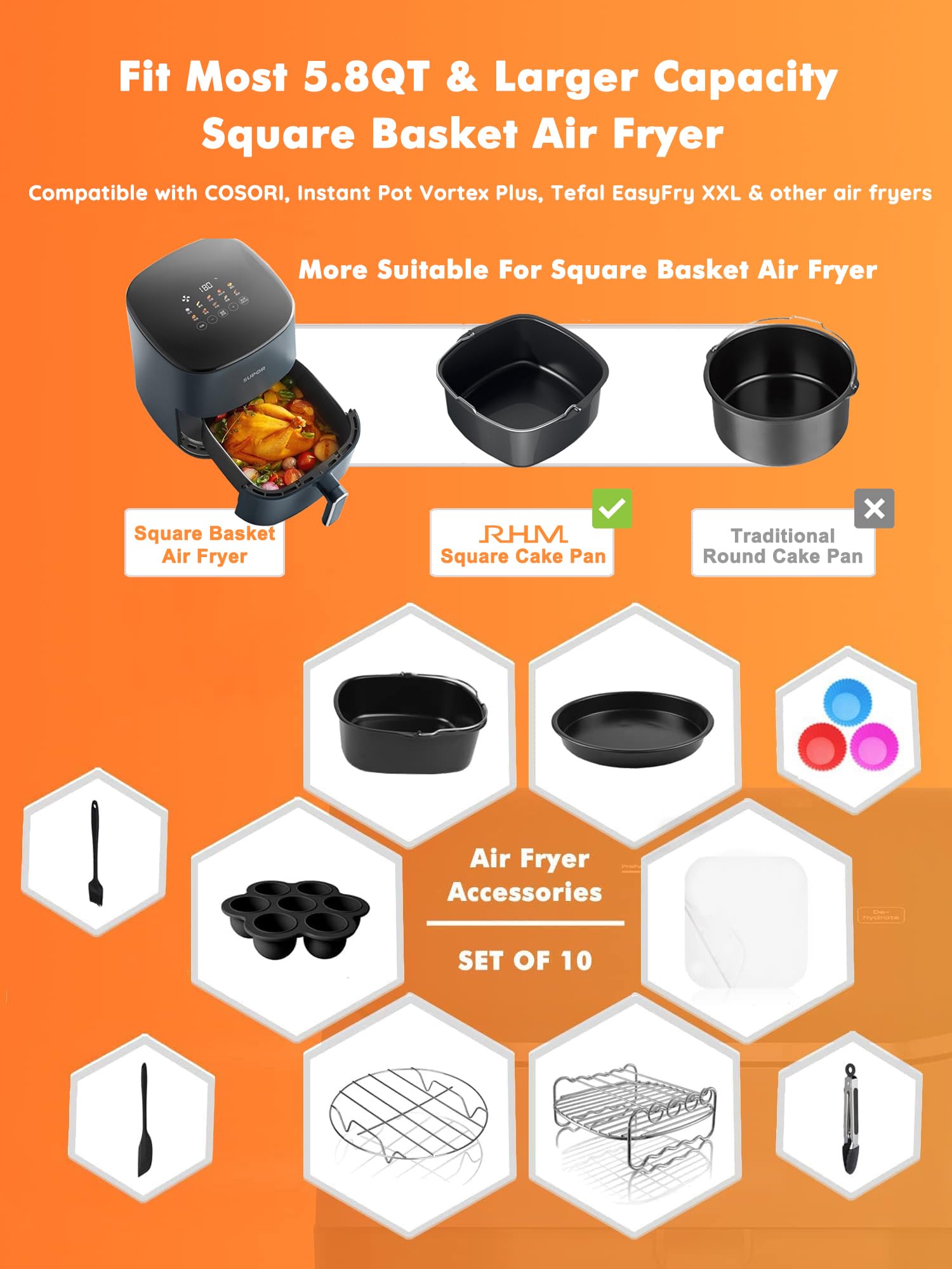 RHM multi-purpose air fryer rack enables efficient, versatile meals in one pan.