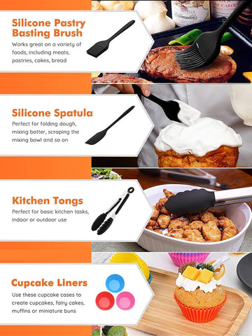 RHM silicone cupcake liners provide reusable, non-stick cups for even baking.