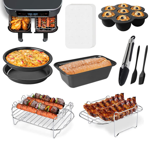 RHM dual-basket air fryer cake pan for even baking and easy release