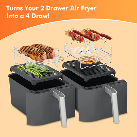 RHM dual-basket air fryer second pizza pan for versatile baking