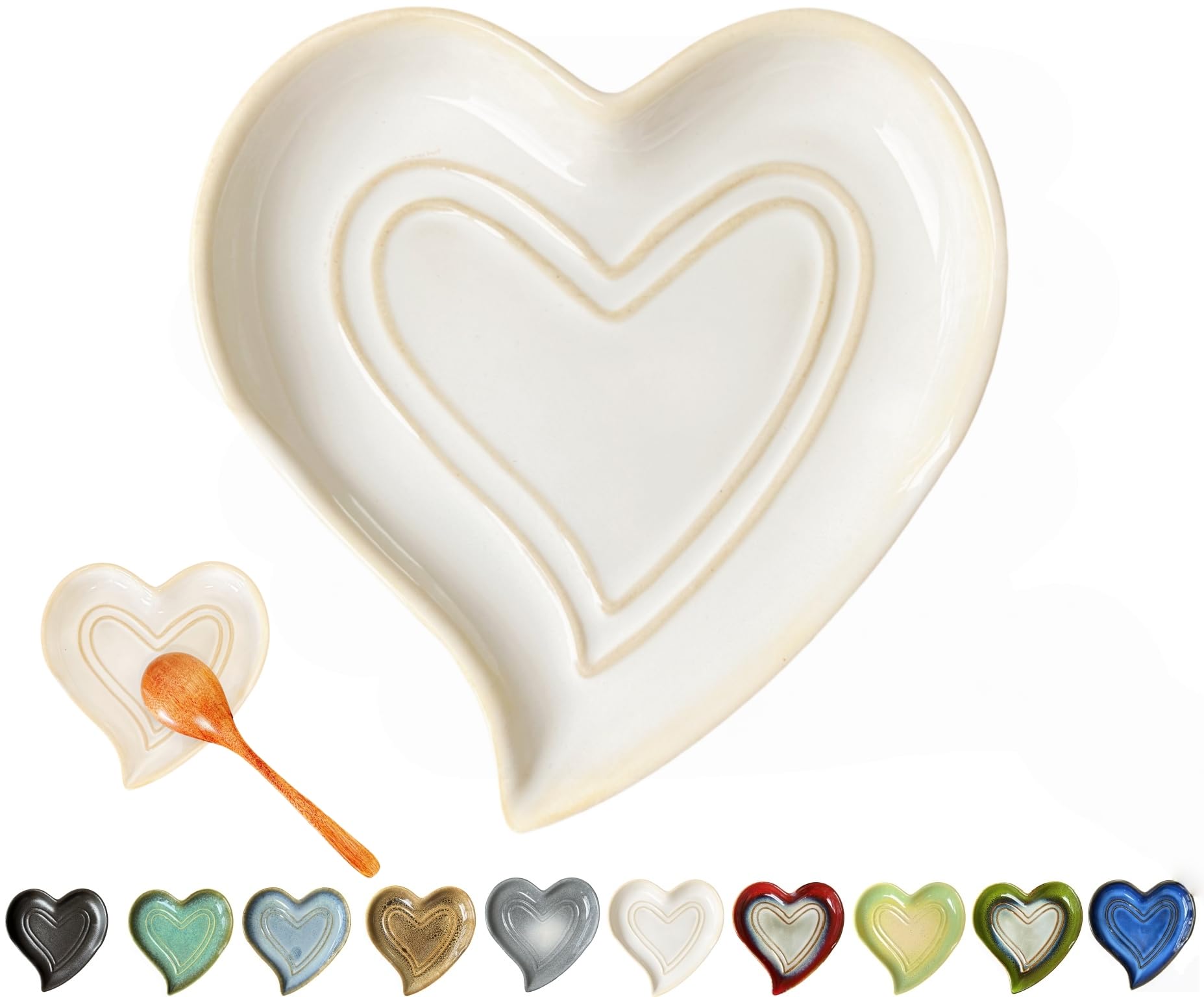 Rhobtyne heart spoon rest on stove top catches drips and adds charm.