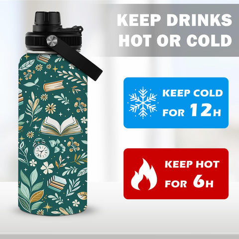 RHONGE Reading Bottle flip-top lid for easy one-handed sipping on the move