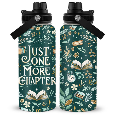 RHONGE Reading Water Bottle 32oz with green pattern for stylish hydration on the go