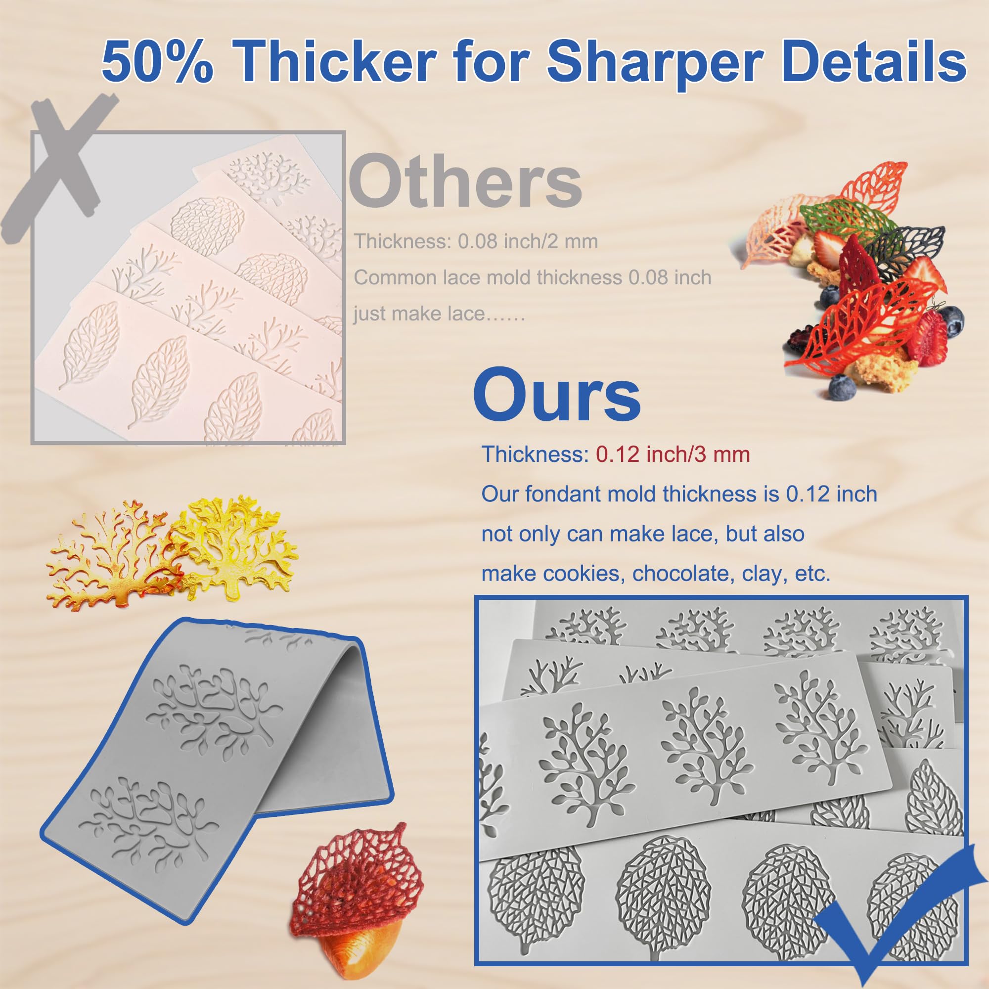 RHVQ coral branch leaf mold adds dimension to chocolate and gum paste designs.