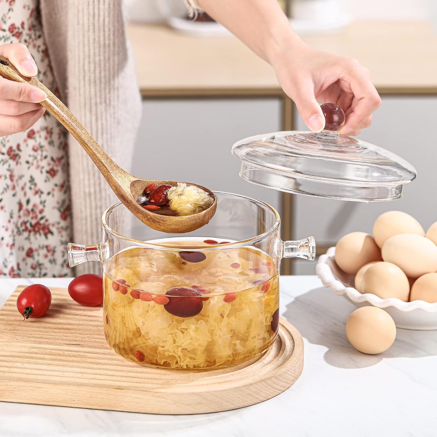 Riavzau ceramic-stove compatible glass pot for daily meals.